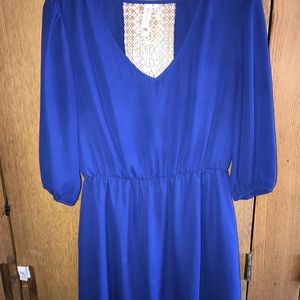 Blue Dress with Crochet Back Detailing